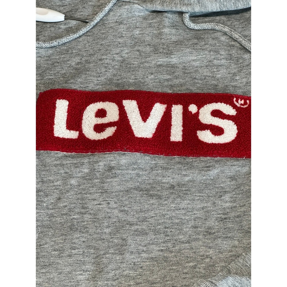 Levi's Gray Logo Pullover Hoodie Sweatshirt Comfortable Casual Medium‎